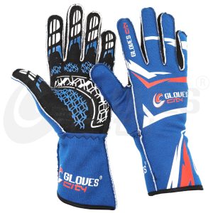 Blue Nomex kart racing gloves for professional drivers Competition Racing Gloves