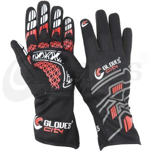 Nomex kart racing gloves in red and black fire resistant design Racing Karting Gloves