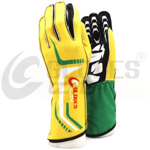 Yellow and black polyester kart racing gloves Professional Racing Gloves