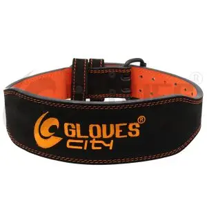 Black leather weightlifting belt for gym and powerlifting