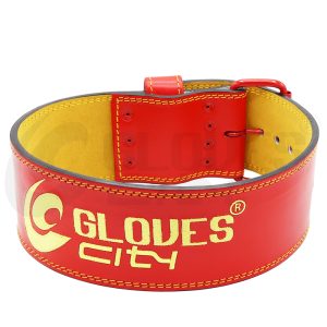 Red suede weight lifting power belt for gym training